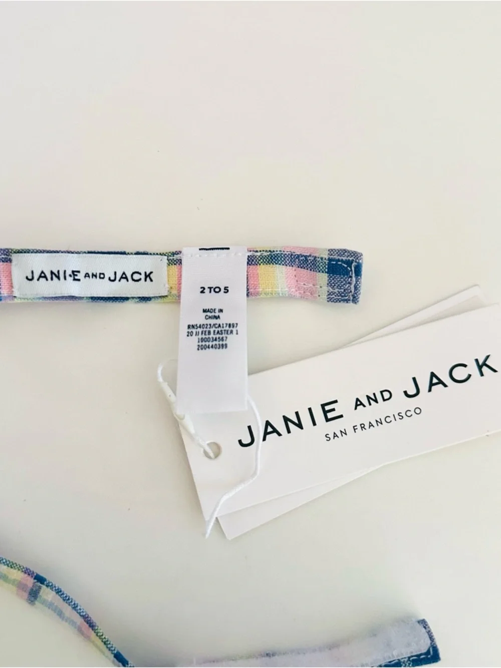 Janie and Jack Pastel Plaid & Mustard Car Bow Tie Set